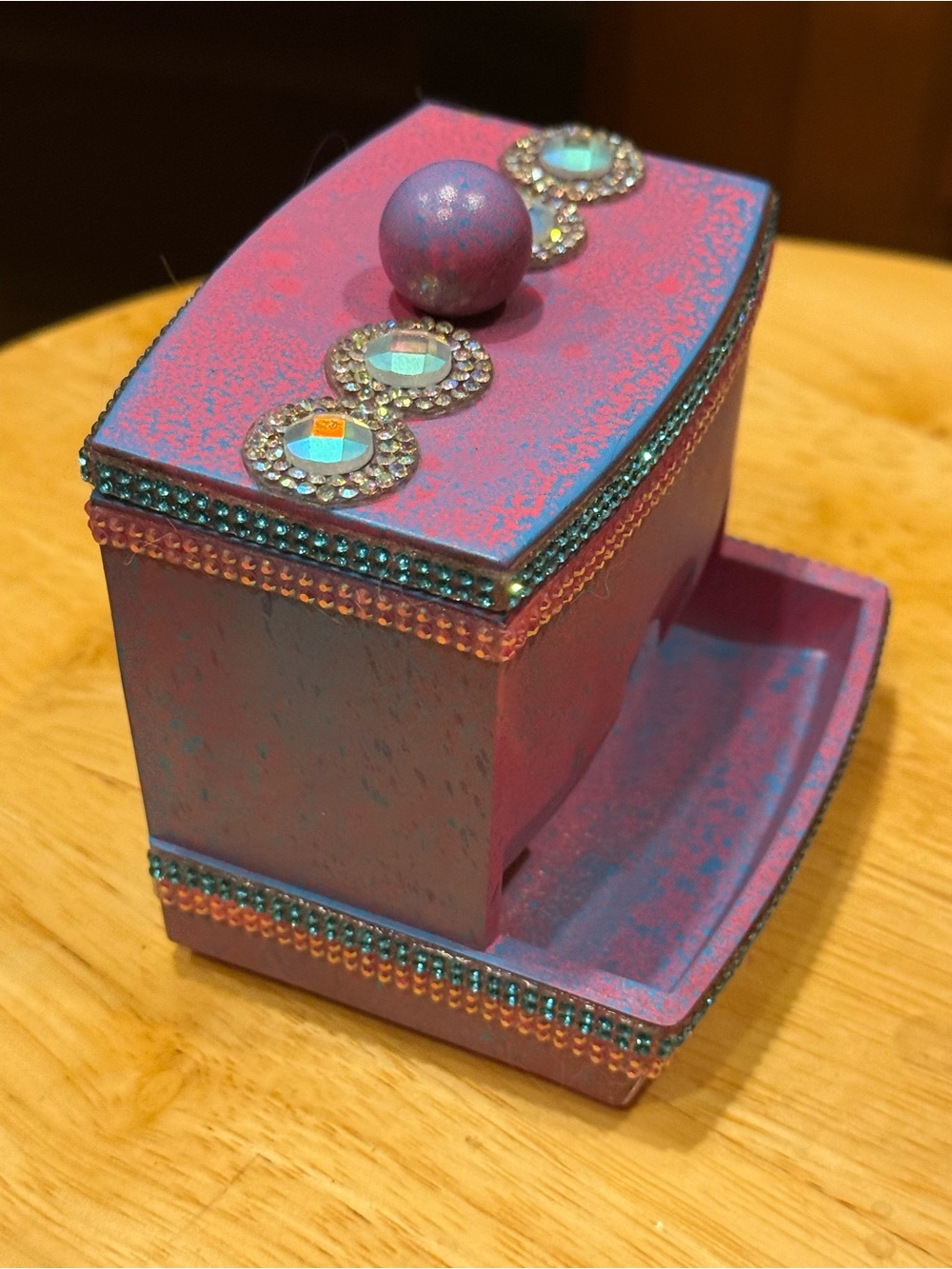 Pink & Teal blue Qtip Dispenser with rhinestone accents! NEW!